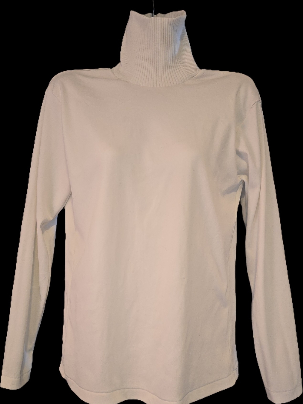70s True Vintage Women's White Ribbed Turtleneck Long Sleeve Top